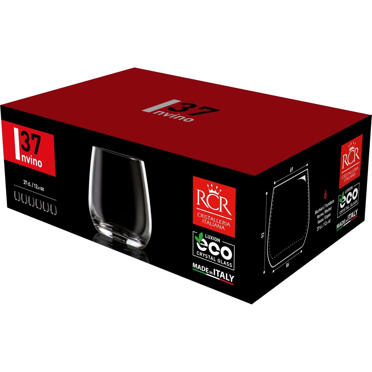 RCR CRISTALLERIA ITALIANA - Bicchieri Invino in vetro 37 cl - set 6 pezzi